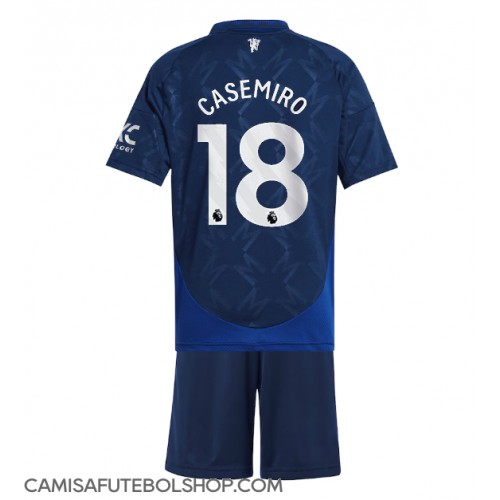 Camisa de time de futebol Manchester United Casemiro #18 Replicas 2º Equipamento Infantil 2024-25 Manga Curta (+ Calças curtas)